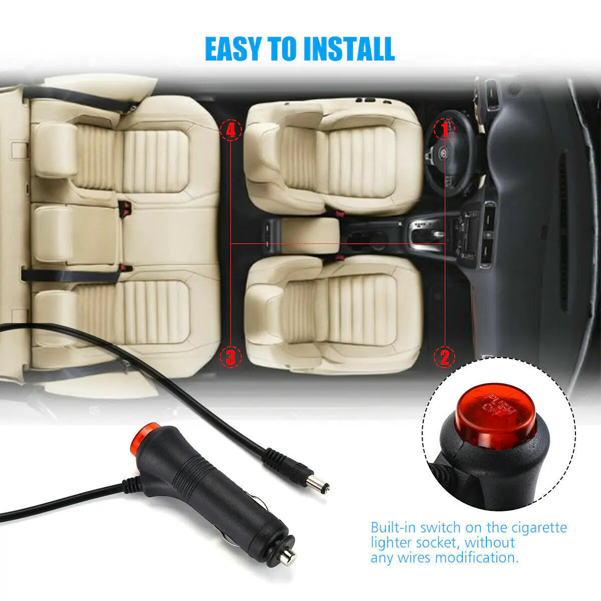 LED RGB Car Interior Atmosphere Light Strip Bar Bluetooth APP Music Control (4X 48)